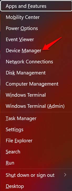 Откройте Диспетчер устройств в Windows 11