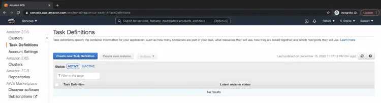 Переход к определению задачи в ECS
