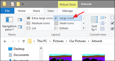 Выбор вида — большие значки в Проводнике