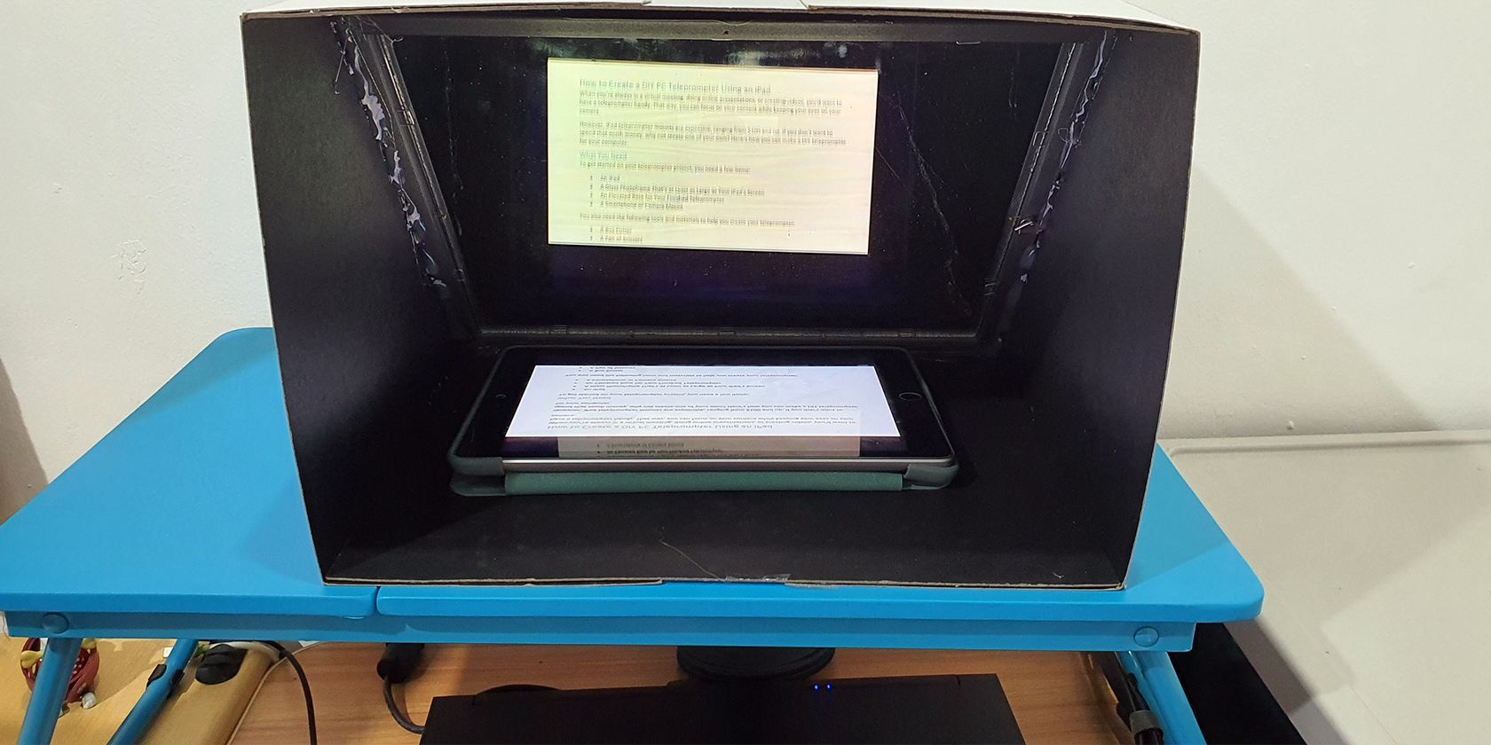 Готовый самодельный телесуфлёр в работе