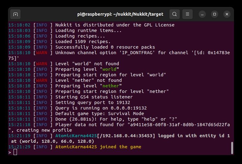 Raspberry Pi Minecraft Bedrock server