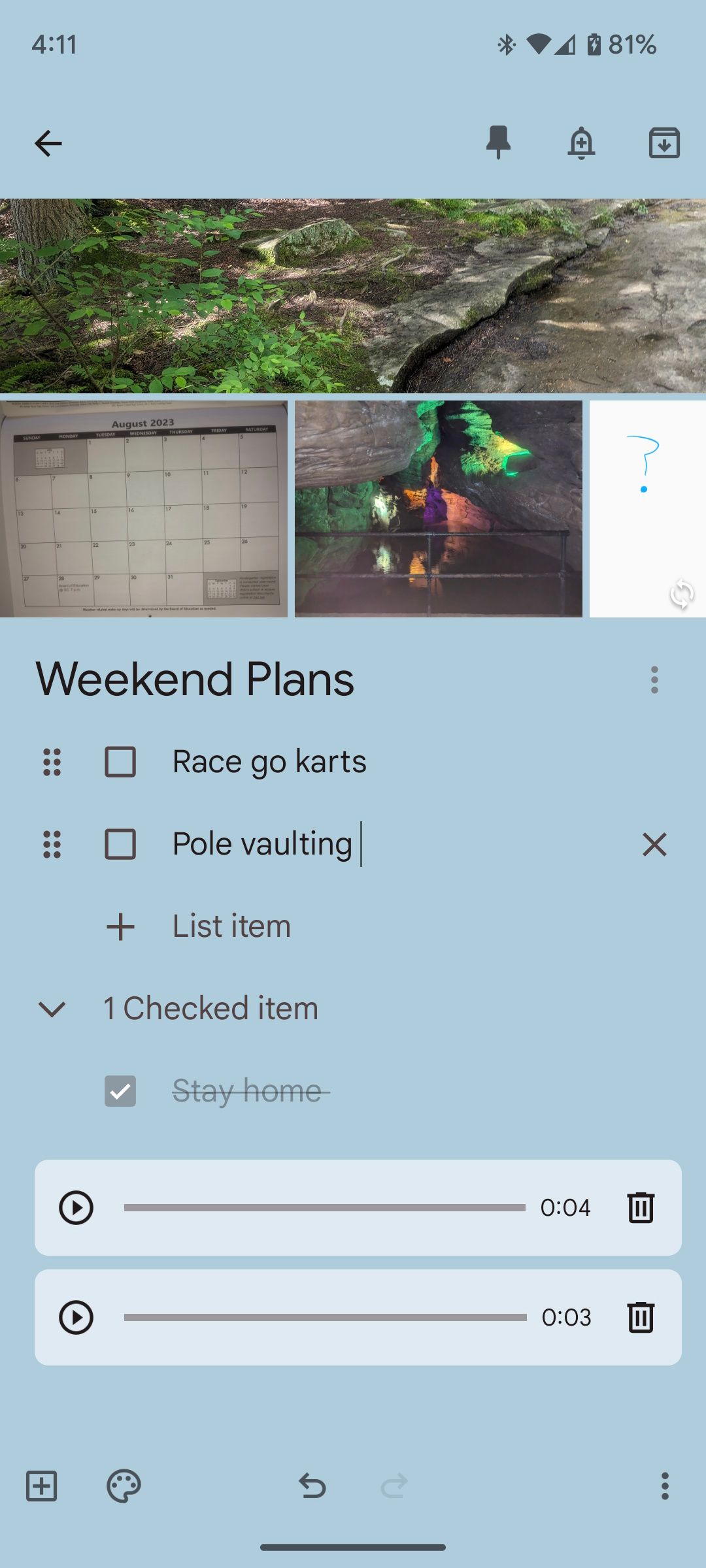 Вычёркивание элемента списка в Google Keep