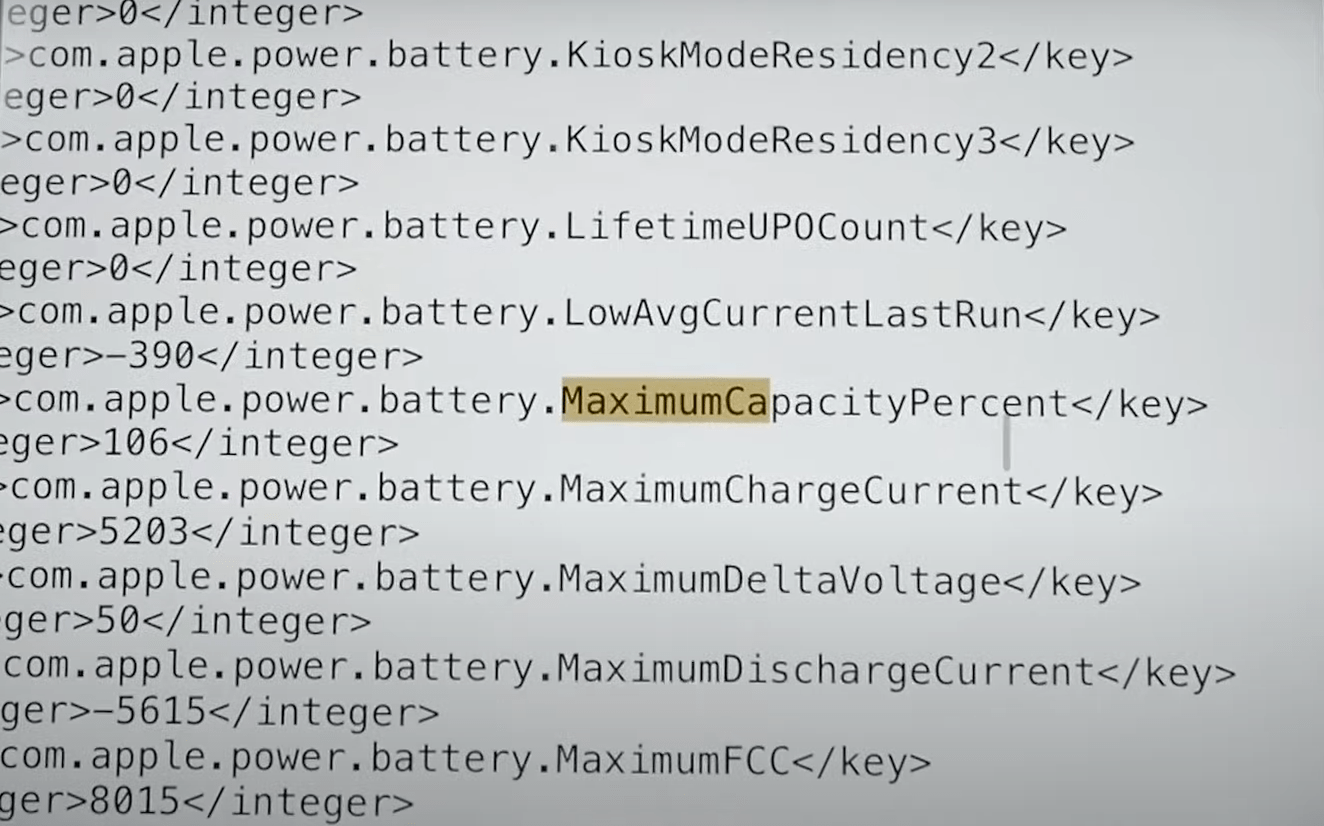 Пример строки с MaximumCapacityPercent и значением в теге integer