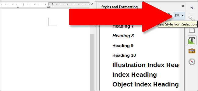 Кнопка создание стиля из выделения