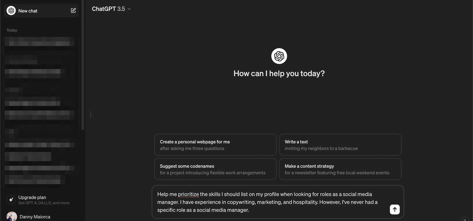 Приоритезация навыков в ChatGPT