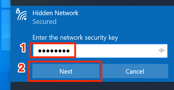 Ввод пароля сети и нажатие 