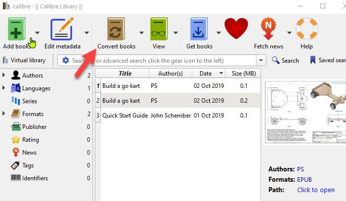 Процесс конвертации книги в Calibre