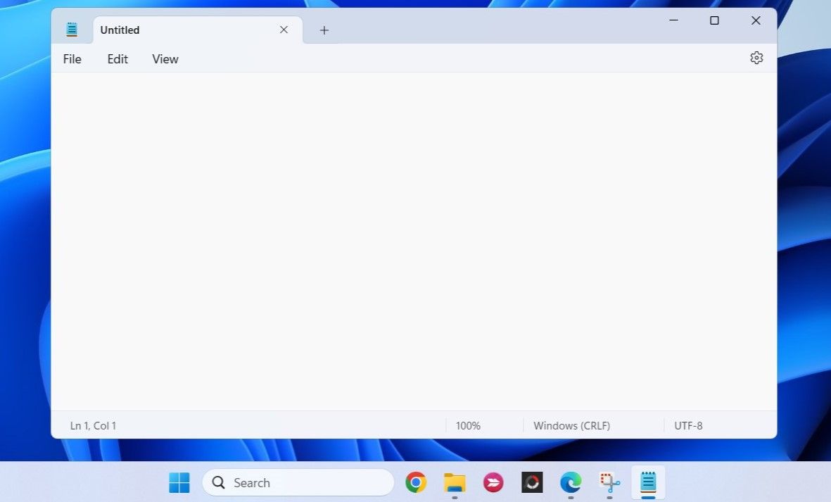 Окно блокнота в Windows
