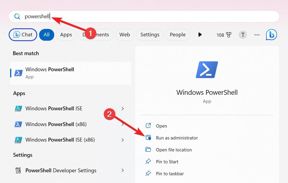 Запустить PowerShell от администратора