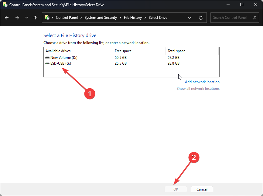 Снимок экрана: Подтверждение выбора диска