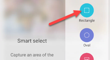 Выбор формы захвата в Smart Select — прямоугольник или овал