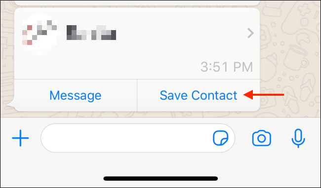 Нажмите Сохранить контакт в WhatsApp на iPhone