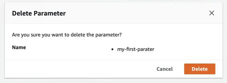 Подтверждение удаления параметра