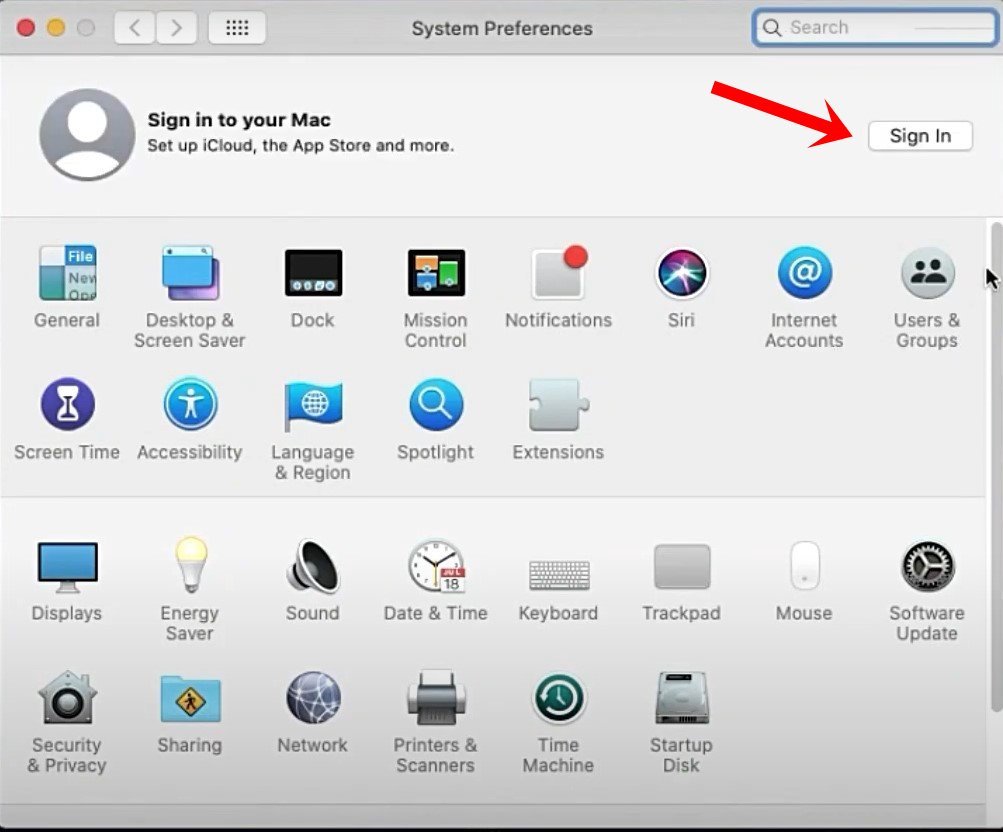 Вход в iCloud через macOS