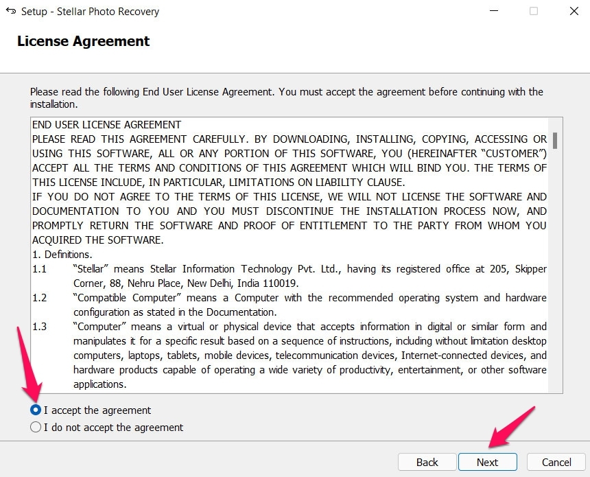 Принятие условий лицензионного соглашения