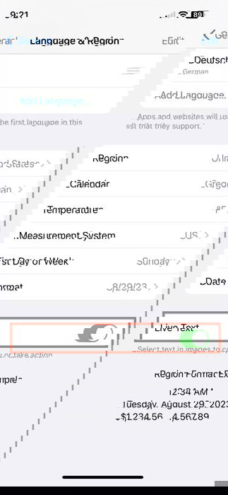 Live Text в настройках iPhone