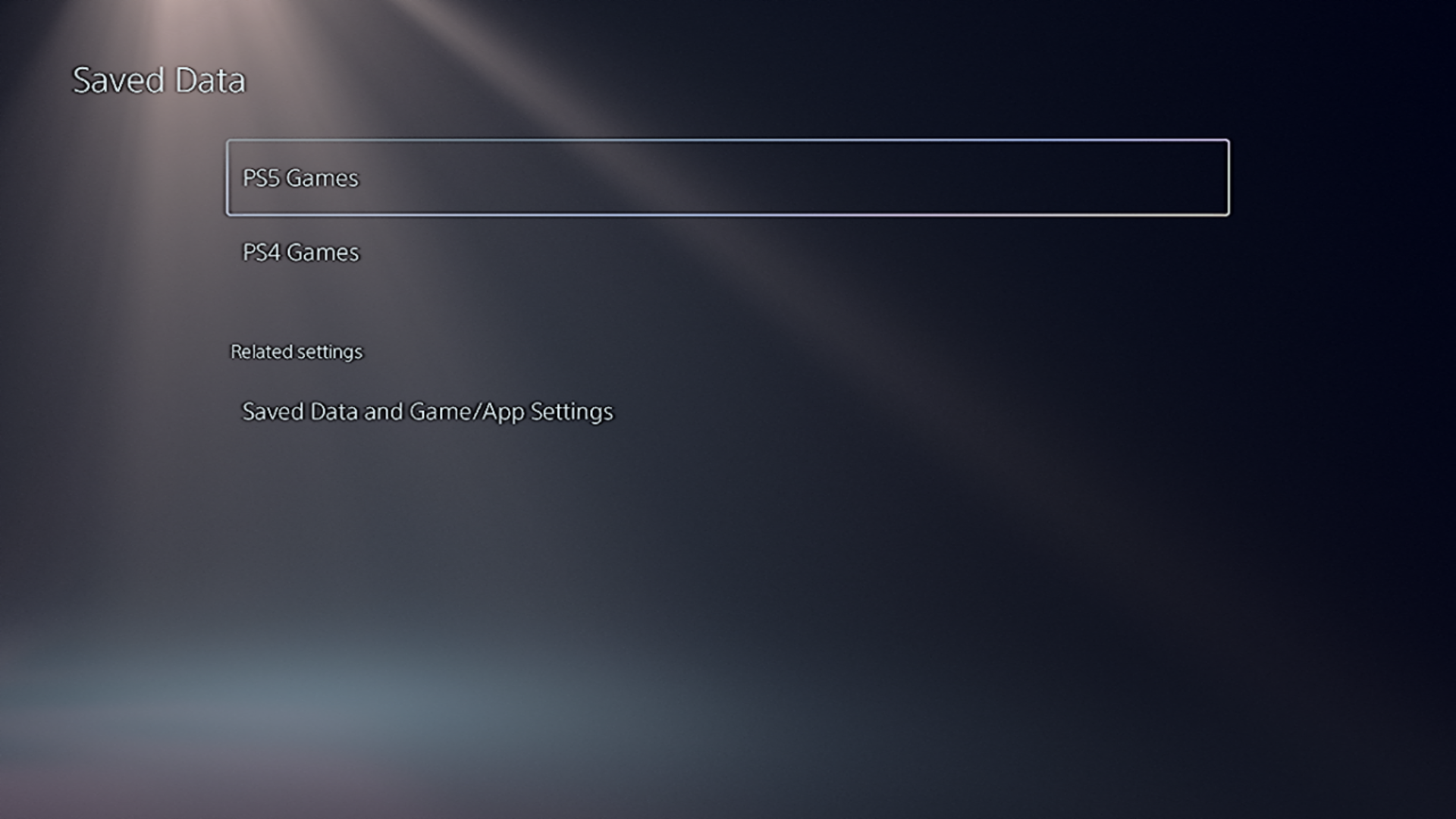Экран «Сохранённые данные» в настройках PS5.