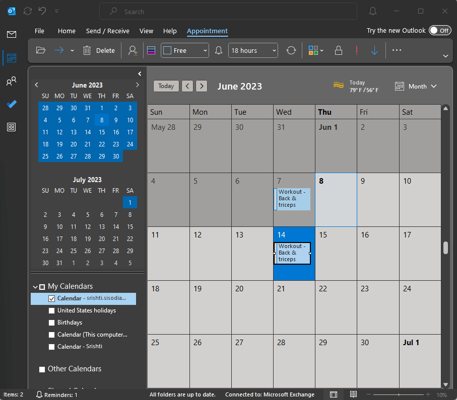 OUTLOOK_drag and ctrl copy an Outlook Calendar Appointment to another day