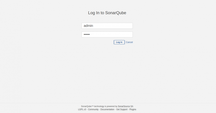 Форма входа SonarQube