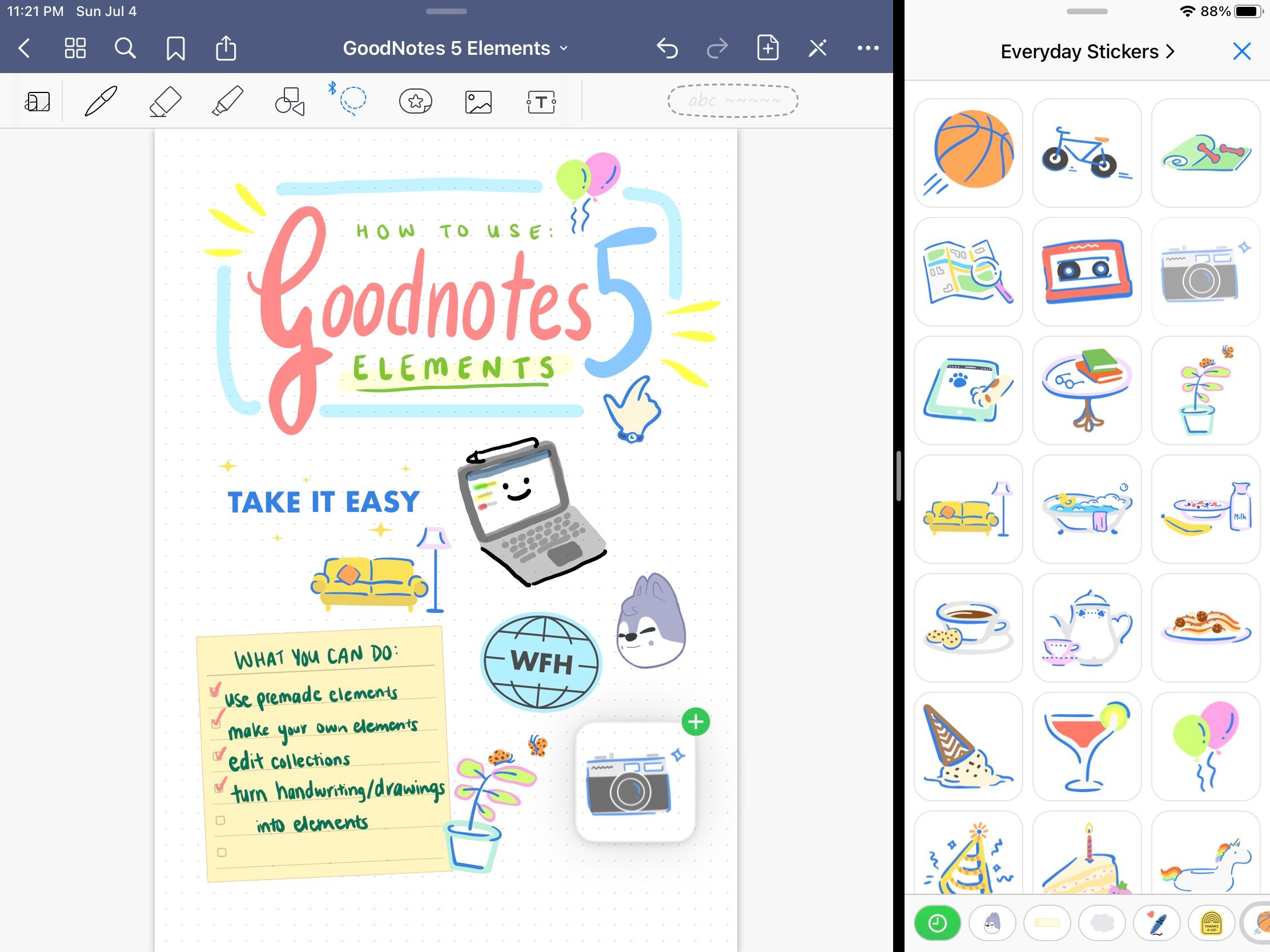 goodnotes elements side by side view