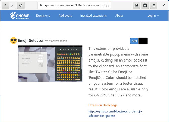 расширение Emoji Selector в GNOME