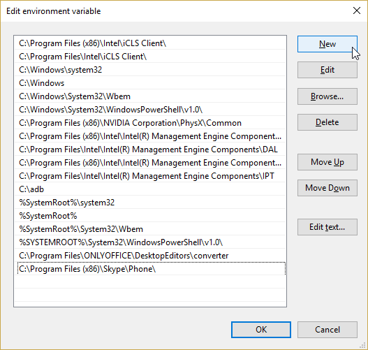 Добавление нового пути в переменную Path