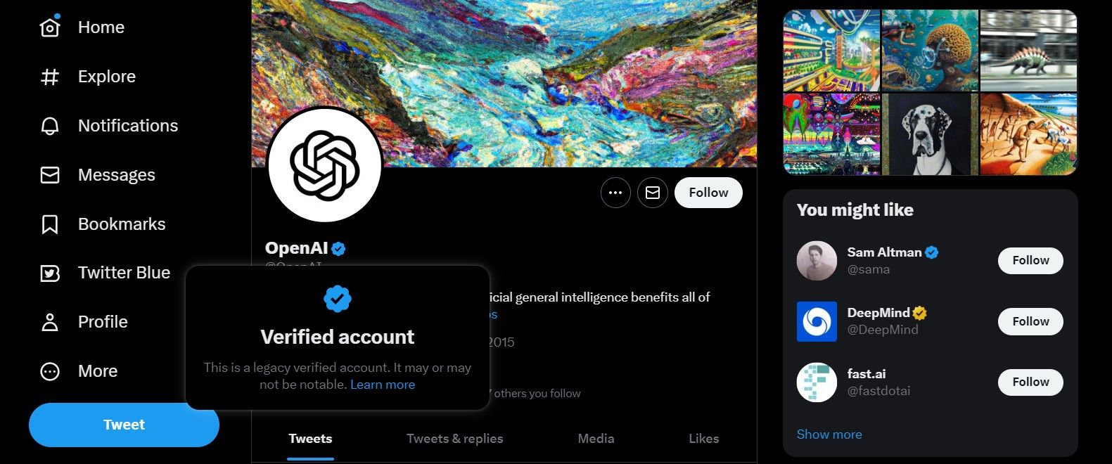 Скриншот аккаунта Twitter с информацией о верификации