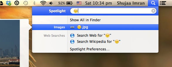 Cerca un'emoji con Spotlight per trovare il file