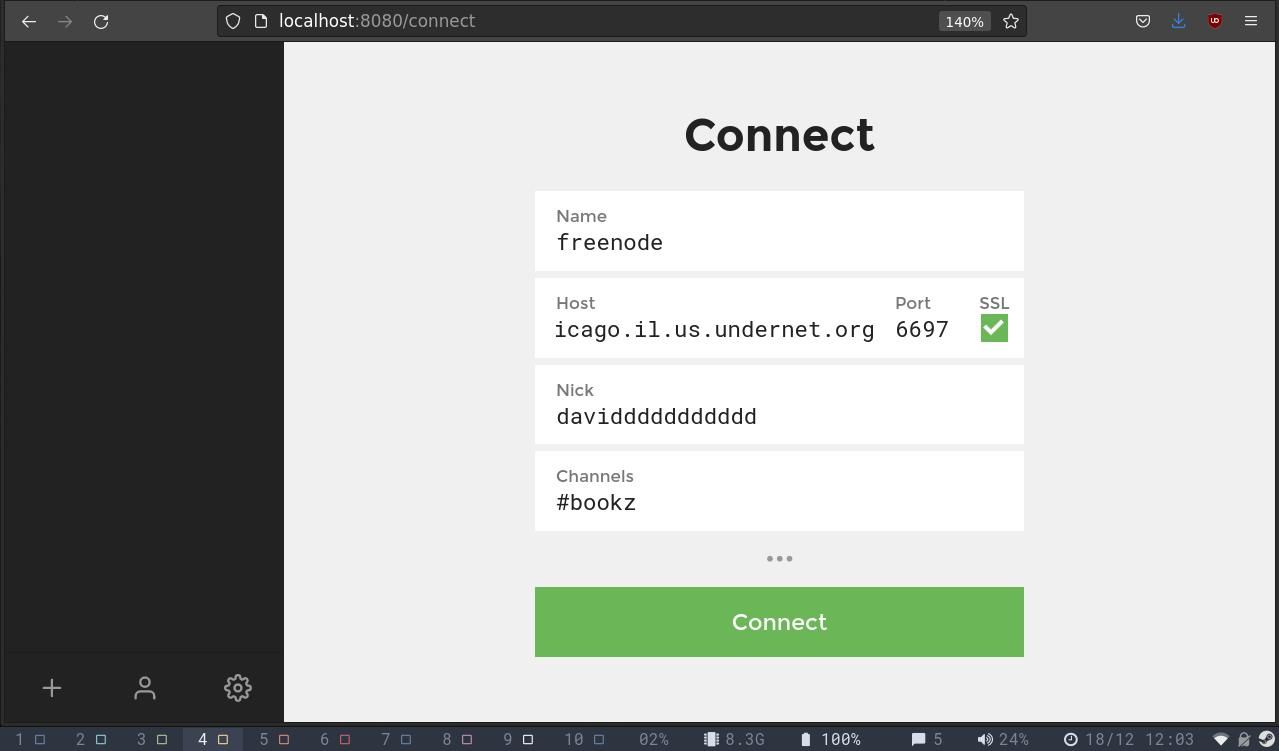 Клиент Dispatch (IRC) доступен на localhost:8080