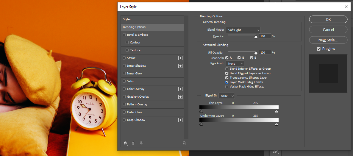 Открытие Layer Style для слоя Highlights