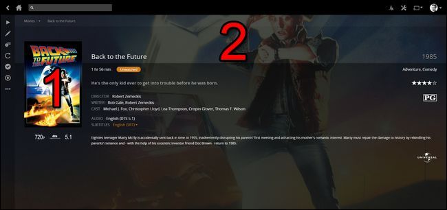 Скриншот примера постера и фонового изображения фильма в Plex
