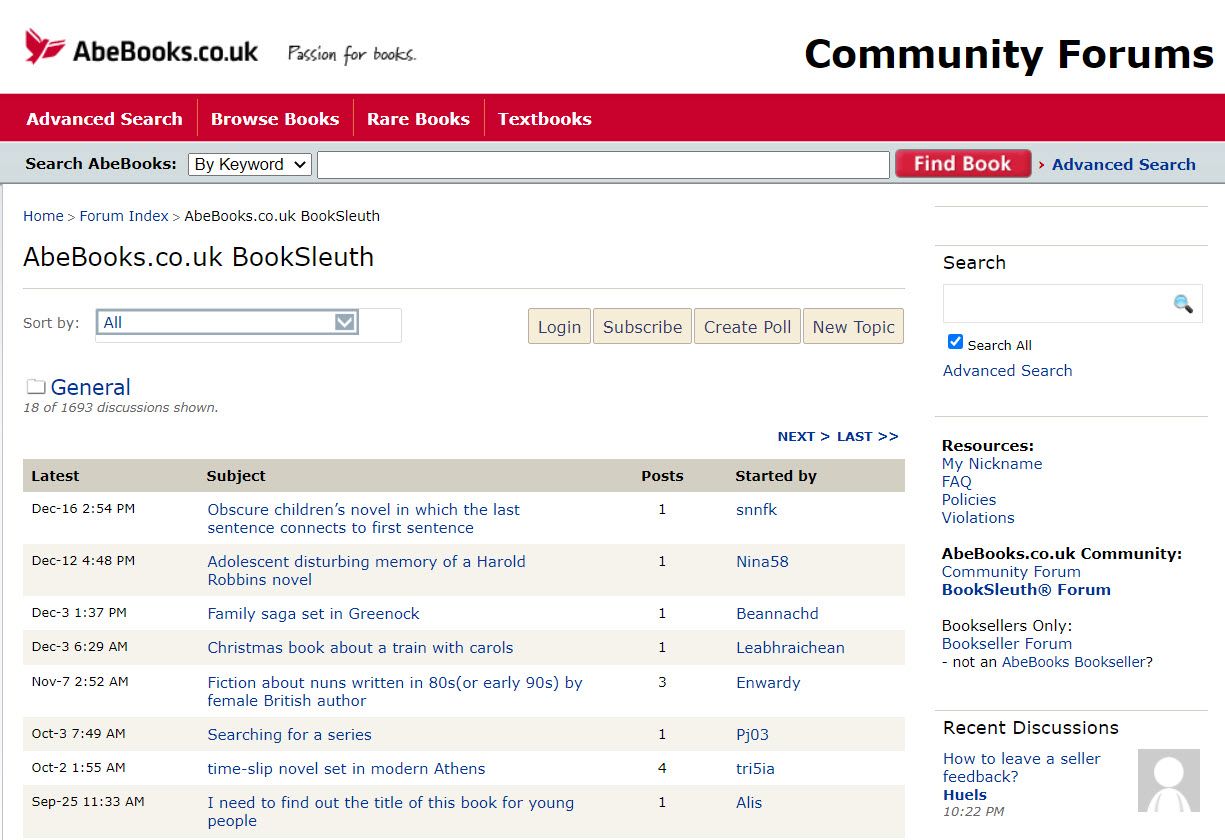 Форумы Abe Books для поиска книг