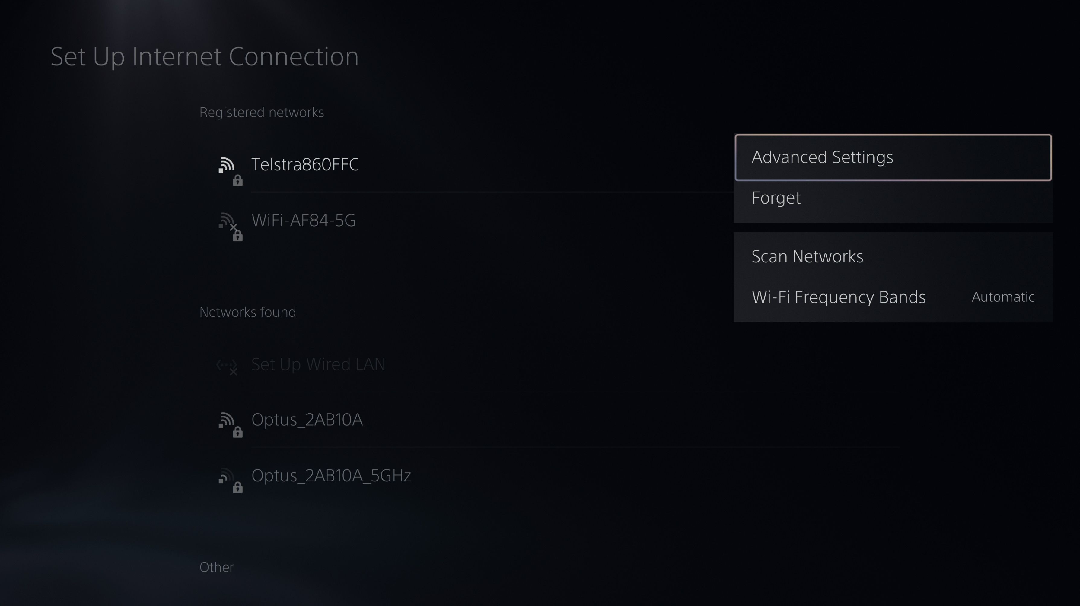 Нажмите кнопку Options на контроллере, чтобы открыть дополнительные сетевые параметры