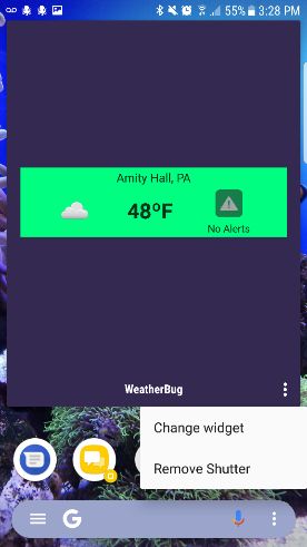 Шаттер с виджетом приложения