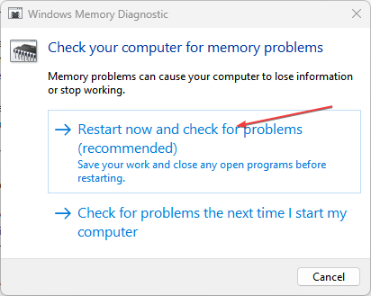 Скриншот: опция перезапуска и проверки на предмет проблем