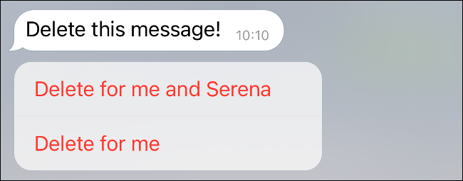 Опция удаления сообщения в Telegram на iPhone
