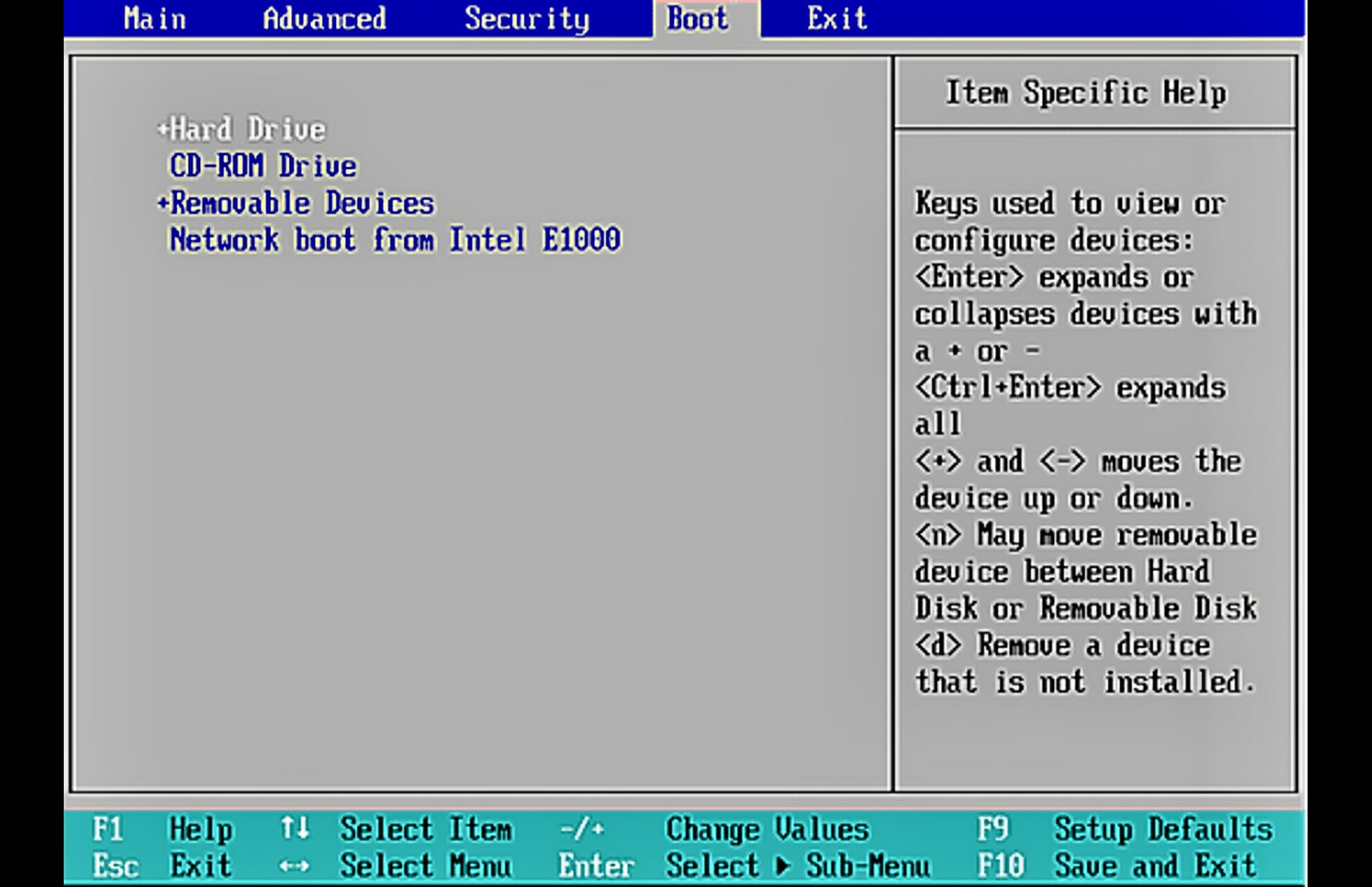 Страница меню загрузки BIOS с выбором устройства