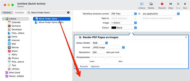 Добавление действия 