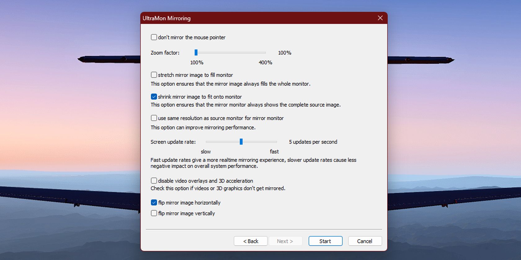 UltraMon Mirroring Flip Image Settings