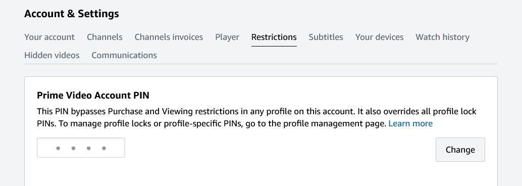 prime video account pin
