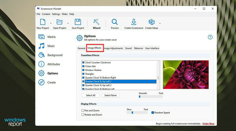 Настройка эффектов перехода между слайдами