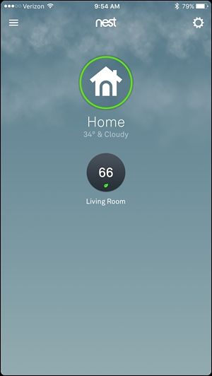 Экран выбора устройства в приложении Nest