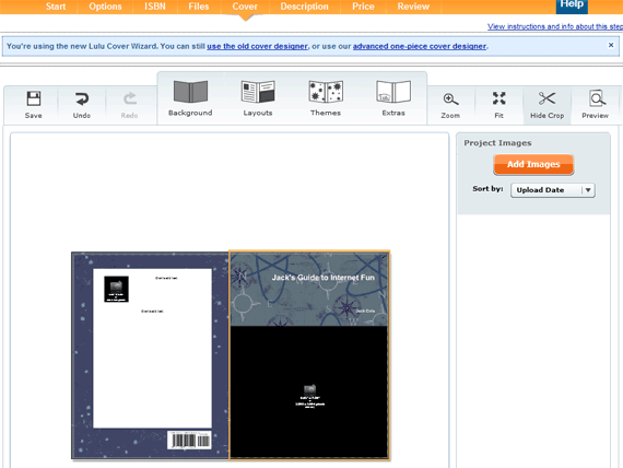 Создание обложки в мастере Lulu