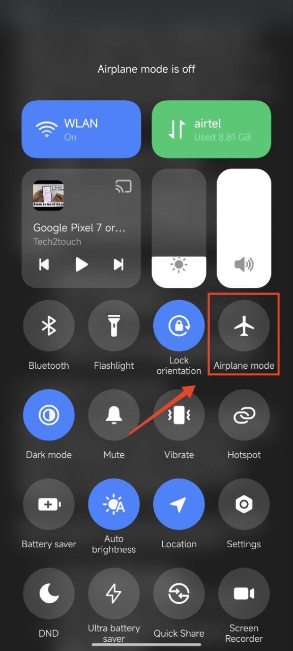 Turn off airplane mode
