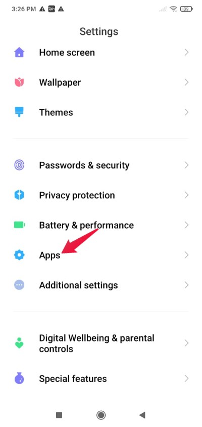 Список приложений на Xiaomi