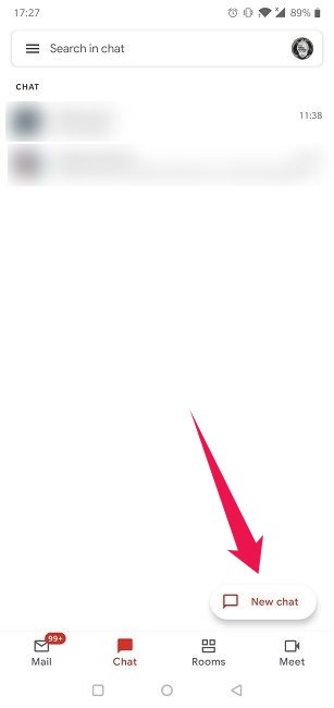 Кнопка создания нового чата в Gmail