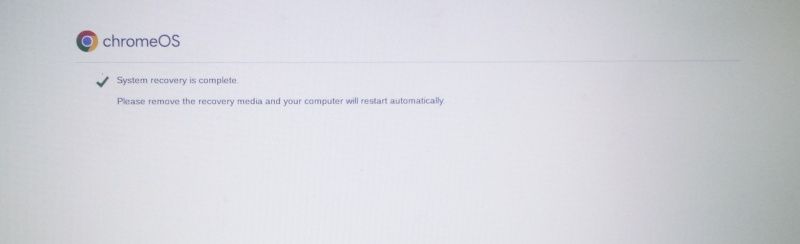 chrome os prompts user that recovery is complete