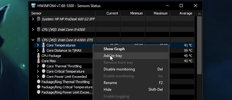 Adding a temperature to the System Tray