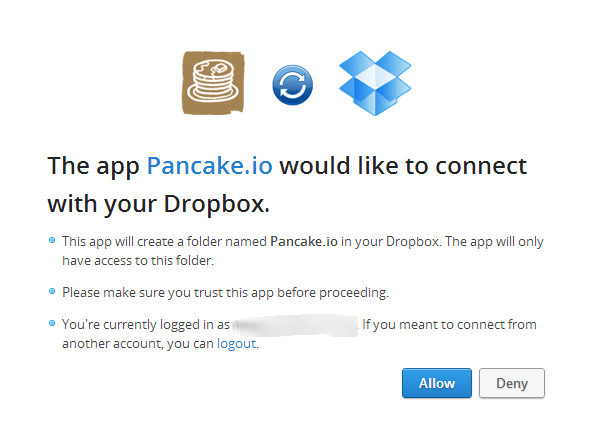 Папка Pancake.io в Dropbox