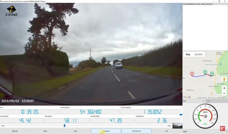 Dashcam footage with GPS